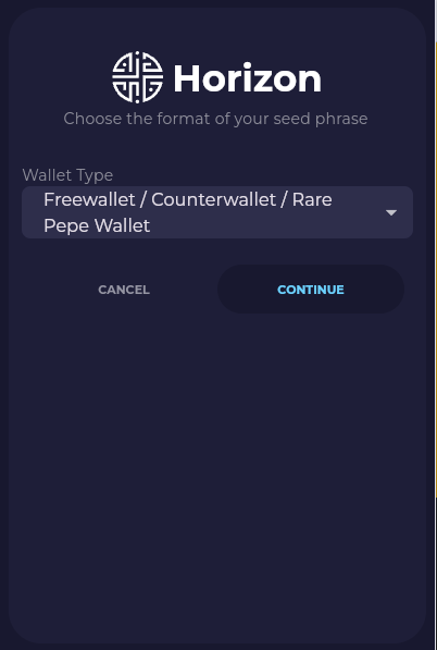 Choose Wallet Type