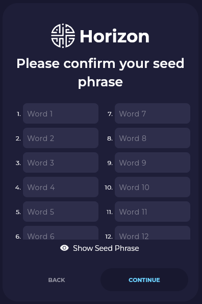 Confirm Seed Phrase